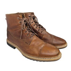 Timberland West Haven tan leather lace up 6" zip boots mens 9.5